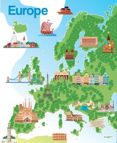 Illusztráció Europe Tourism Map, drmakkoy