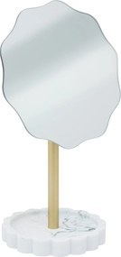 Polyresin Kozmetikai Tükör Ékszertartó Tálcával Ø 12,2 CM