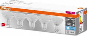 5PAK Led izzó GU10 4,3W 30W 350lm 4000K Semleges 120° Osram Base