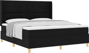 vidaXL Boxrugós ágy matracmal fejtámlával Fekete 180 x 200 cm szövet