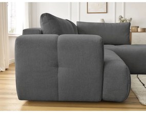 Sötétszürke kinyitható-tárolóhelyes sarokkanapé (jobb oldali-L alakú) Fuji – Bobochic Paris