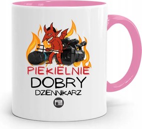 Rózsaszín Bögre Ajándék Riporter Újságírónak, fényképes nyomtatással