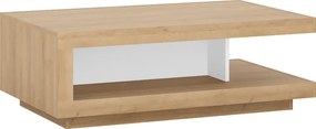 Dohányzóasztal LYOT01, tölgy riviera/fehér extra magasfényű, LEONARDO