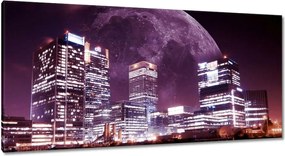 Vászonkép 115x55 Lila város éjszaka