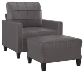 szürke műbőr kanapéfotel lábtartóval 60 cm