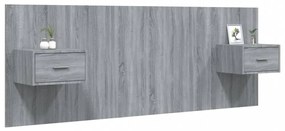 szürke sonoma színű szerelt fa ágyfejtámla szekrényekkel