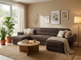 Ágyazható U alakú ülőgarnitúra TAVERO 321x140 cm, barna