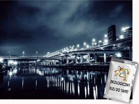 Fotótapéta Flizelina Város Éjszaka Híd Folyó Épületek 350x250 ragasztó