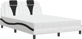 vidaXL fehér és fekete műbőr ágy Viana matraccal 140 x 190 cm