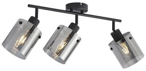 Design mennyezeti spotlámpa fekete füstüveggel 3-lámpás - Domo