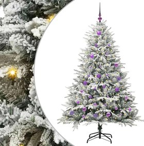 vidaXL Műfenyő világítással és gömbkészlettel Zöld 150 cm PVC és PE