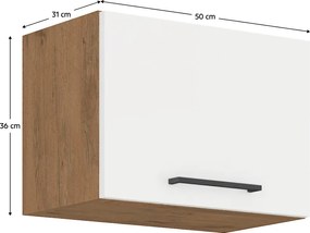 Felső szekrény, lancelot tölgy / fehér extra magas fényű HG, VEGA 50 GU-36 1F