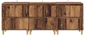 Oldalszekrények 3 pcs Öreg fa 60 x 35 x 70 cm Faanyag