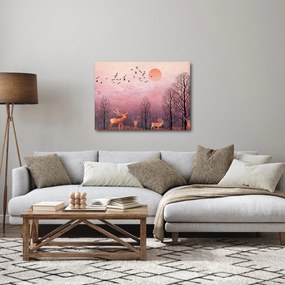 Kép - Szarvas a lenyugvó nap fényében (70x50 cm)