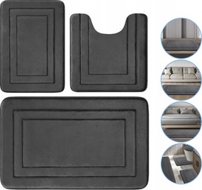 3db Fürdőszobaszőnyeg Szett Csúszásgátló Puha Vastagság