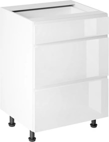 Alsószekrény, fehér/fehér extra magasfényű HG, AURORA D60S3
