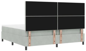 Boxspring Ágy Matraccal &amp; LED Fény Világosszürke 200x200 cm Bársony