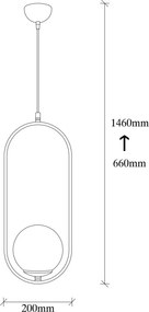 Mudoni MR-837 fekete-fehér vas és üveg függőlámpa, Ø15 cm