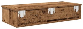Falipolc fiókokkal régi fa 80x31x17 cm műszaki fa