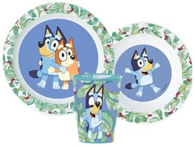 Bluey Leaves étkészlet, micro műanyag szett pohárral 260 ml
