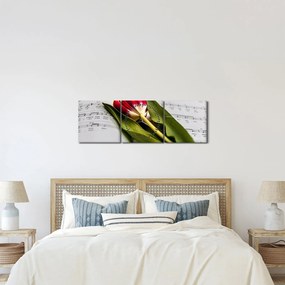 Egy vörös tulipán képe (órával) (90x30 cm)