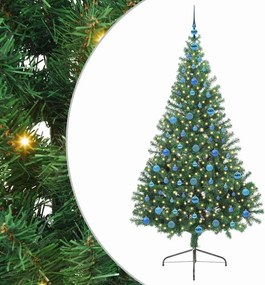 vidaXL Mesterséges, előre világított karácsonyi fa Zöld 210 cm PVC
