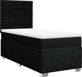 vidaXL fekete szövet rugós ágy matraccal 90x200 cm
