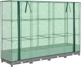 vidaXL rattan megjelenésű magaságyás melegháztakaróval 160x40x123 cm