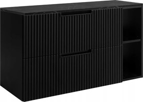 Fürdőszoba szekrény Mosdó Alá 100 fekete Frontok Asztallap Márvány