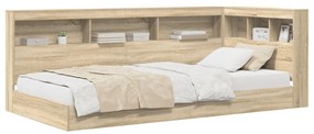 Könyvespolc ágy Sonoma tölgy 90x190 cm Műanyag forgácslap