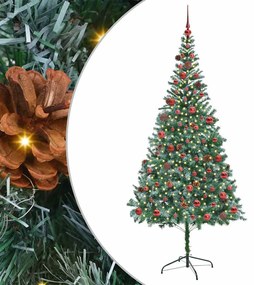 Mű karácsonyfa 300 LED-del állvánnyal Zöld 210 cm PVC és Acél