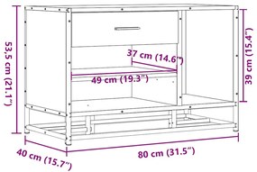 Cipőpad Fekete 80x40x53,5 cm Fából és fémből készült pad
