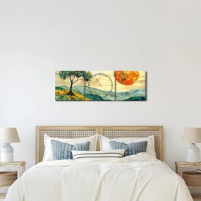 Kép - Tájkép illusztráció (órával) (90x30 cm)