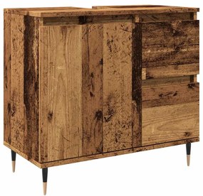 antik fa színű szerelt fa fürdőszobaszekrény 65 x 33 x 60 cm