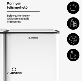 Klarstein Tiyo 3 az 1-ben hulladékgyűjtő 60 l, 30 l + 17 l + 13 l, hulladékválogatás, csendes záródás, rozsdamentes acél fedél
