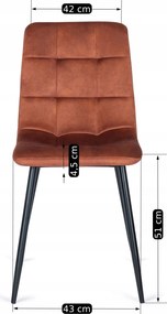 Peru szék rozsda színben, bársony kárpittal