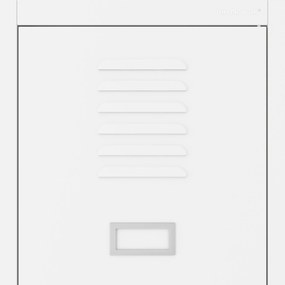 Pléh öltözőszekrény talpazaton, kétmodulos, polccal és köztes fallal KACPER, 800 x 1800 x 500 mm, fehér