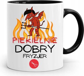 Bögre Fekete Fodrász Pokolian Jó Fodrász nyomott mintával