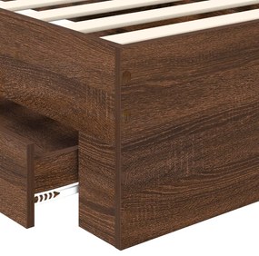 vidaXL Ágykeret fejtámlával fiókkal Barna Tölgy 100 x 200 cm Faanyag