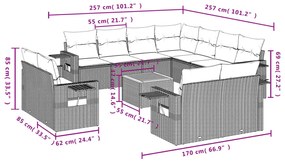 12 részes fekete polyrattan kerti ülőgarnitúra párnákkal