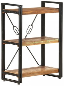 3 szintes tömör újrahasznosított fa könyvespolc 60 x 30 x 80 cm
