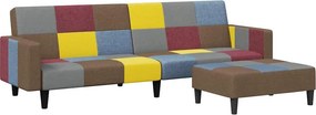 vidaXL 2 személyes szövet kanapéágy lábtartóval patchwork