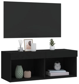 fekete TV-szekrény LED-világítással 80 x 30 x 30 cm