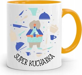 Sárga Bögre Ajándék Szuper Cook Szakácsnőnek, fényképes nyomtatással