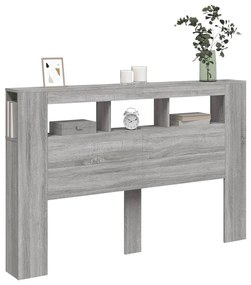 szürke sonoma szerelt fa LED-es fejtámla 160x18,5x103,5 cm