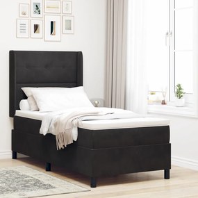Boxspringágy Mattal Fekete 80x200 cm Bársony