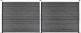 vidaXL fekete WPC kerítéspanelszett 353 x 146 cm