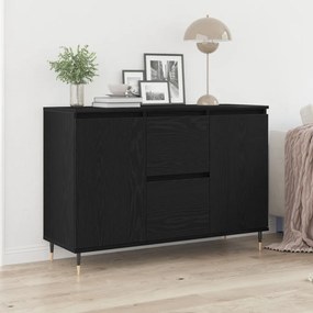 Oldalszekrény Ajtókkal és Fiókokkal Fekete Tölgy 101,5x35x70 cm