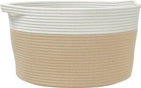 vidaXL bézs és fehér pamut tárolókosár Ø40 x 25 cm
