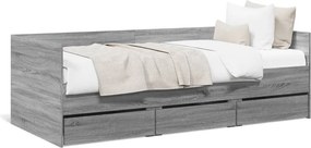 vidaXL szürke sonoma kanapéágy fiókkal matrac nélkül 75x190 cm